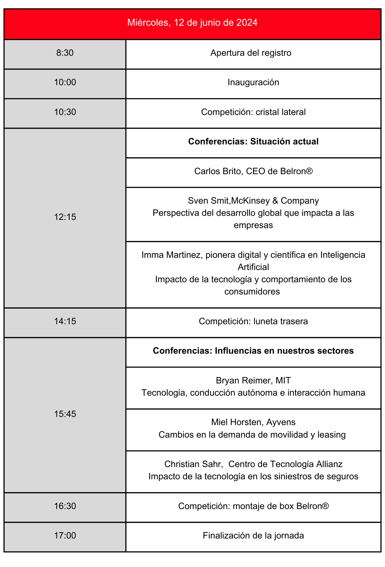 Agenda Miércoles 12 de junio Best of Belron