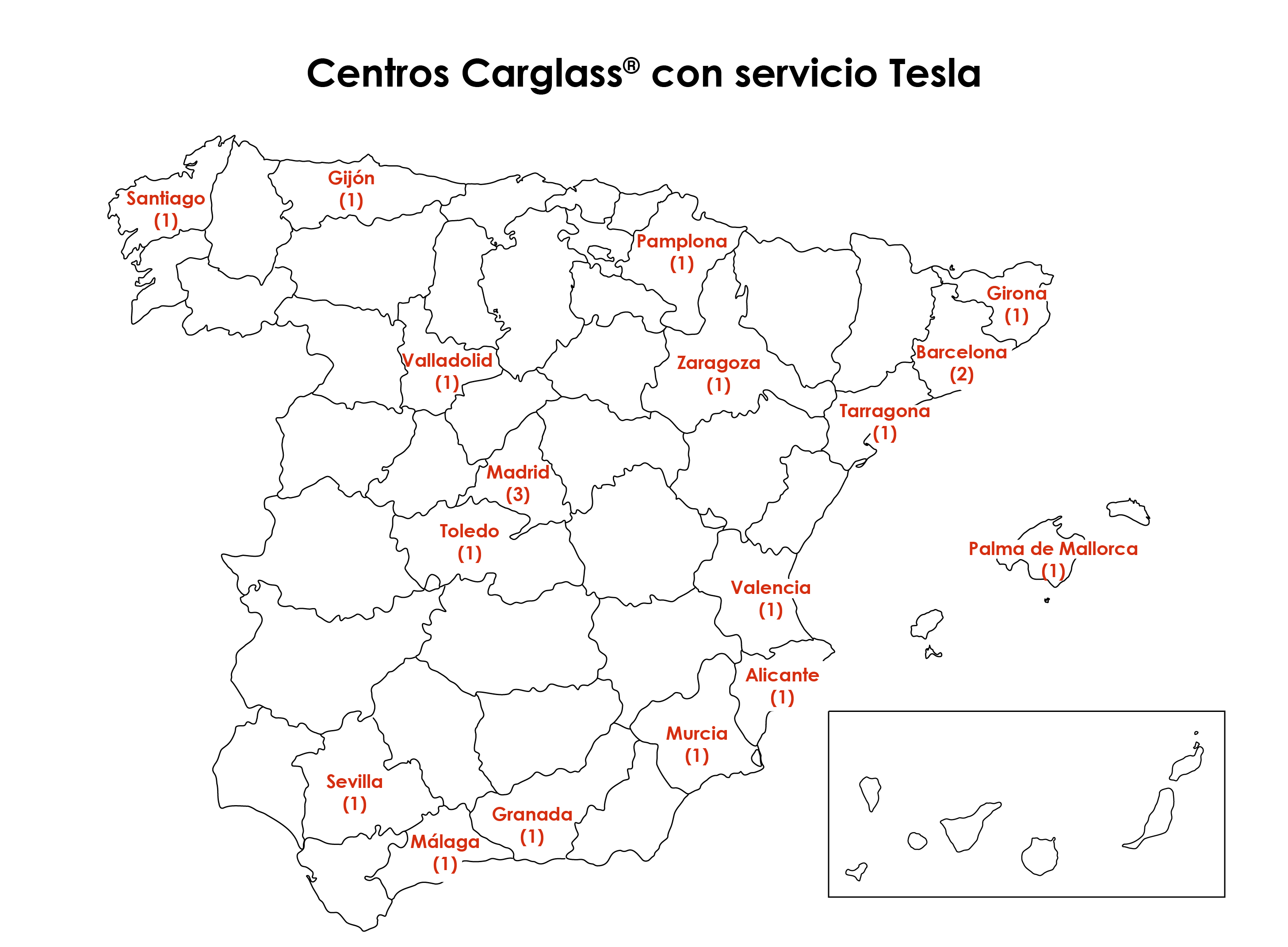 Mapa Centros Servicio Tesla